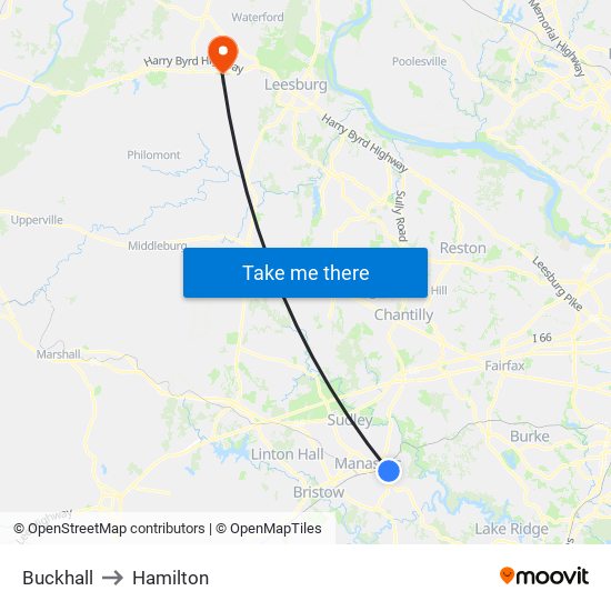 Buckhall to Hamilton map