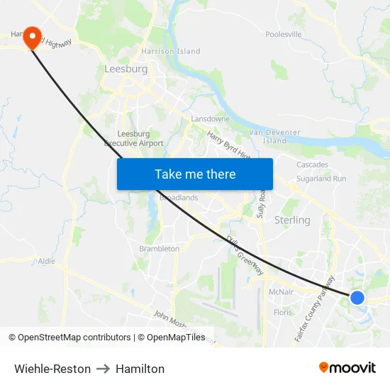 Wiehle-Reston to Hamilton map