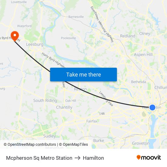 Mcpherson Sq Metro Station to Hamilton map