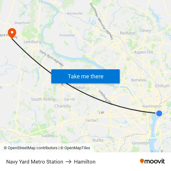 Navy Yard Metro Station to Hamilton map