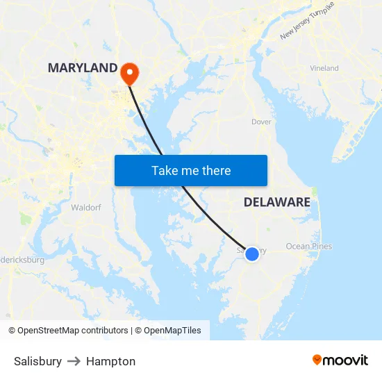 Salisbury to Hampton map