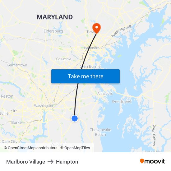 Marlboro Village to Hampton map