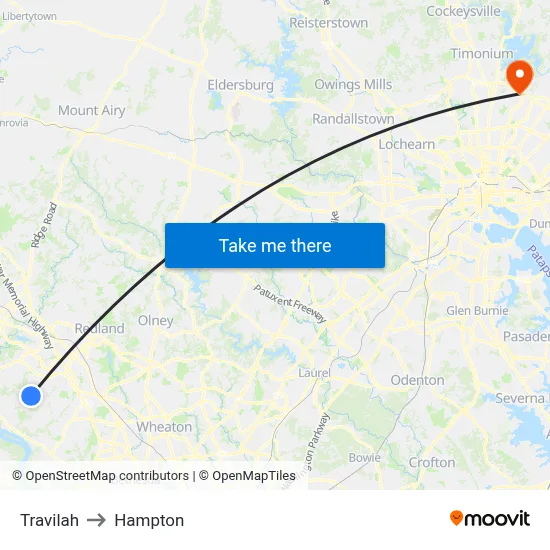 Travilah to Hampton map