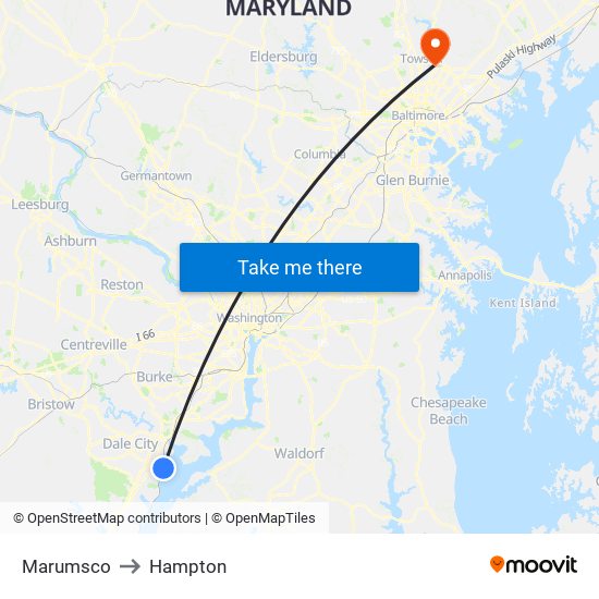 Marumsco to Hampton map