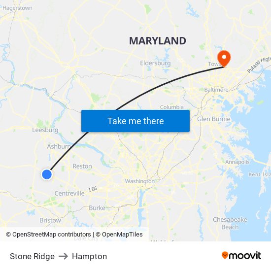 Stone Ridge to Hampton map