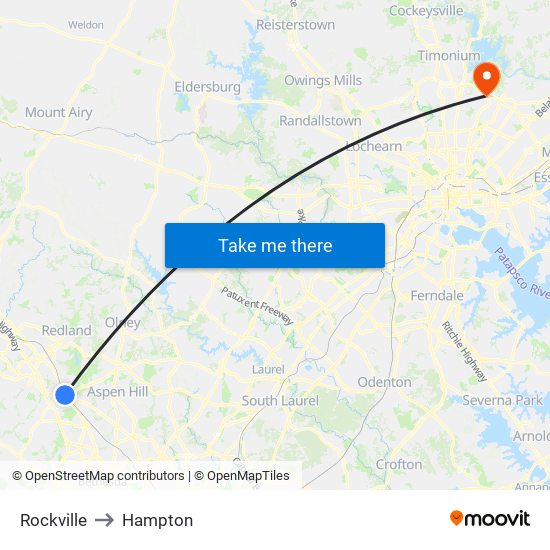 Rockville to Hampton map