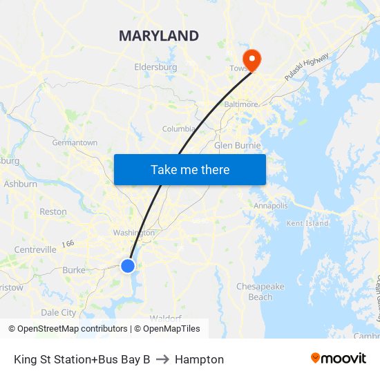 King Street-Old Town+Bay B to Hampton map