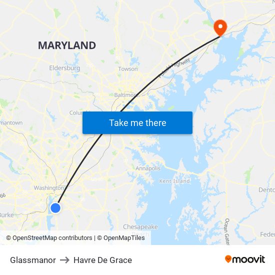 Glassmanor to Havre De Grace map