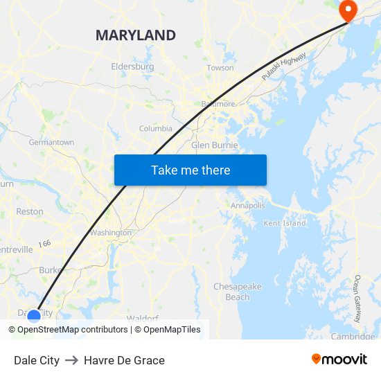 Dale City to Havre De Grace map