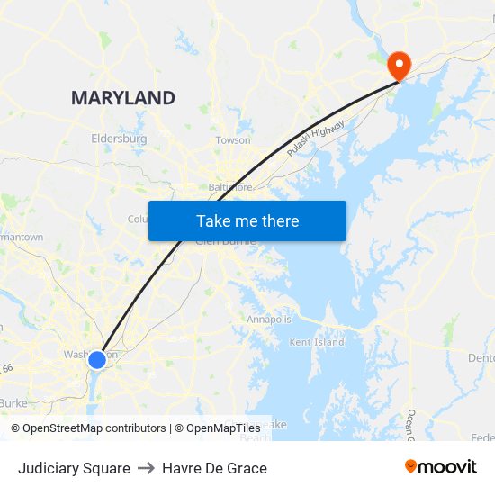 Judiciary Square to Havre De Grace map