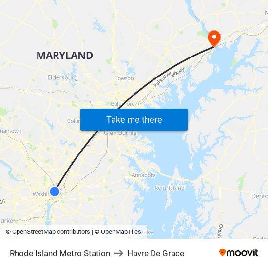 Rhode Island Metro Station to Havre De Grace map