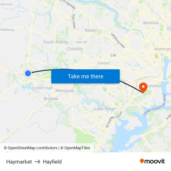 Haymarket to Hayfield map