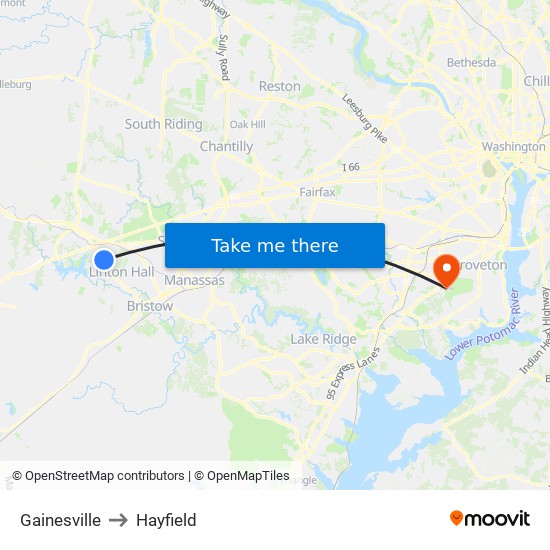 Gainesville to Hayfield map