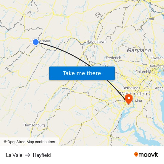 La Vale to Hayfield map