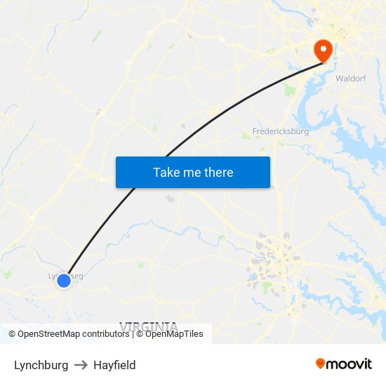 Lynchburg to Hayfield map