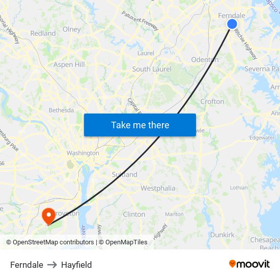 Ferndale to Hayfield map