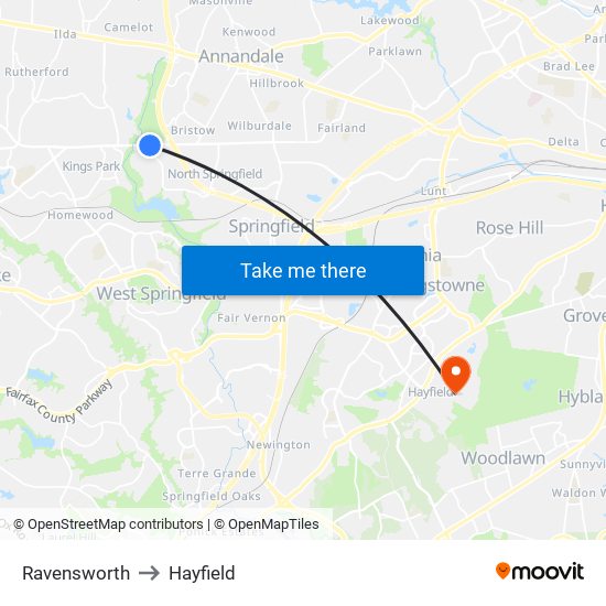 Ravensworth to Hayfield map