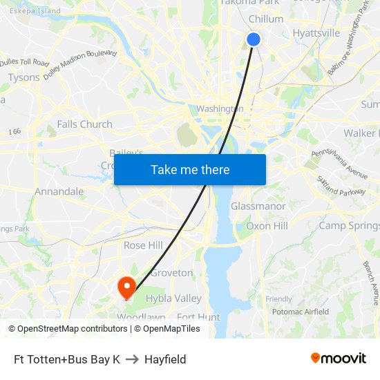 Ft Totten+Bus Bay K to Hayfield map