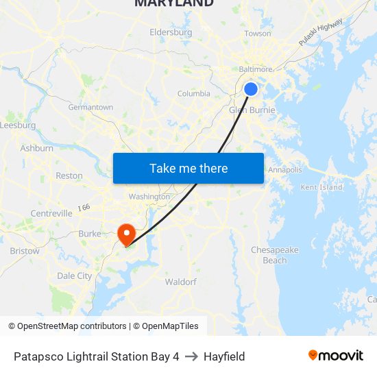 Patapsco Lightrail Station Bay 4 to Hayfield map