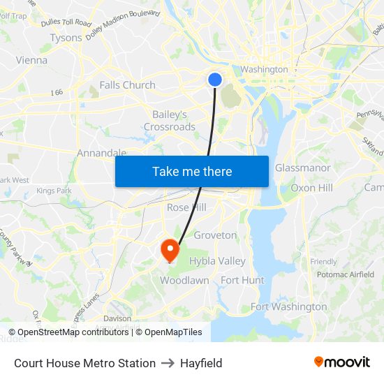 Court House Metro Station to Hayfield map