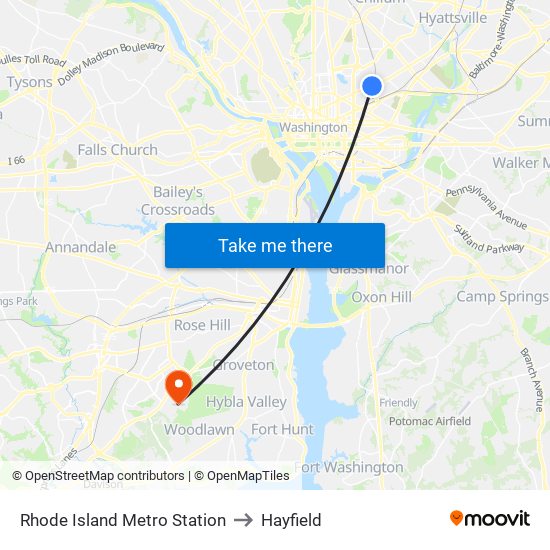 Rhode Island Metro Station to Hayfield map