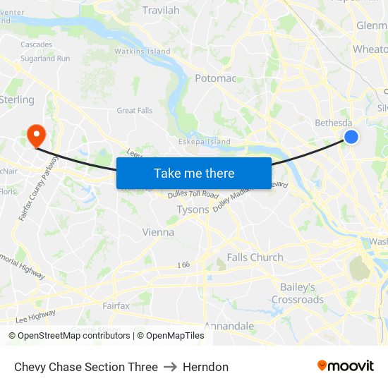 Chevy Chase Section Three to Herndon map