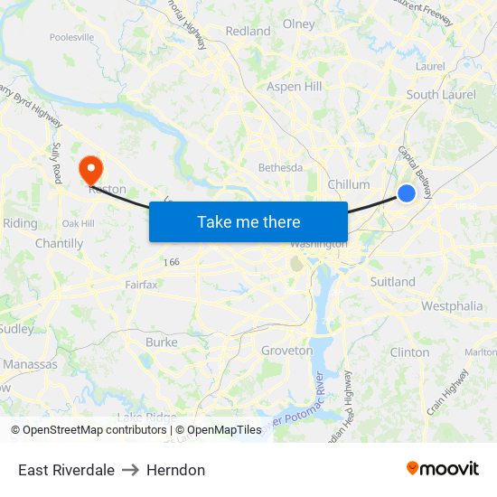 East Riverdale to Herndon map