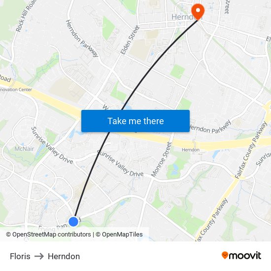 Floris to Herndon map