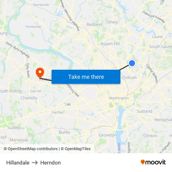 Hillandale to Herndon map