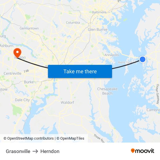 Grasonville to Herndon map