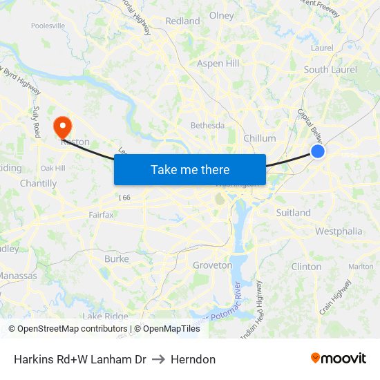 Harkins Rd+W Lanham Dr to Herndon map