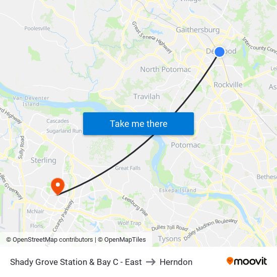 Shady Grove Station & Bay C - East to Herndon map