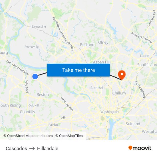 Cascades to Hillandale map