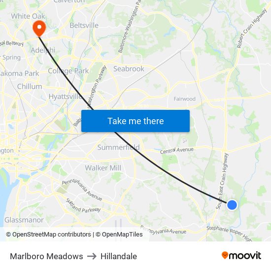 Marlboro Meadows to Hillandale map