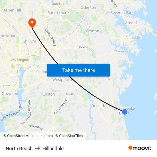 North Beach to Hillandale map