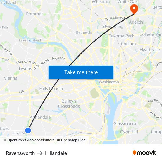 Ravensworth to Hillandale map