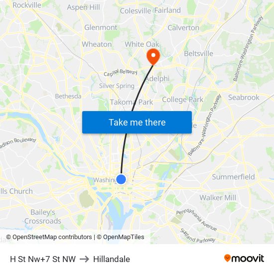 H St Nw+7 St NW to Hillandale map