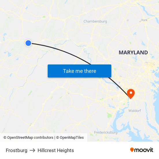 Frostburg to Hillcrest Heights map