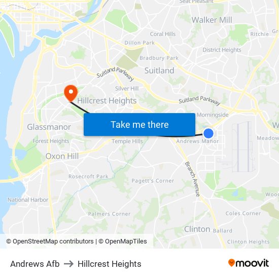 Andrews Afb to Hillcrest Heights map