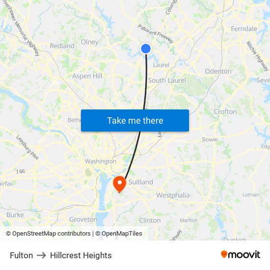 Fulton to Hillcrest Heights map