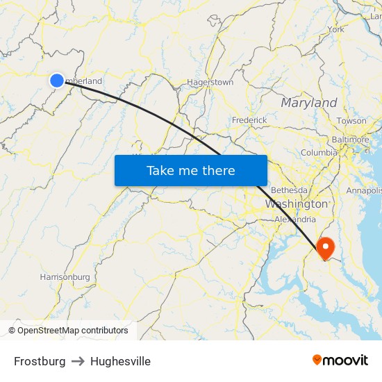 Frostburg to Hughesville map