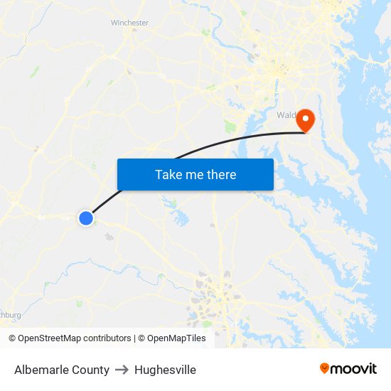 Albemarle County to Hughesville map