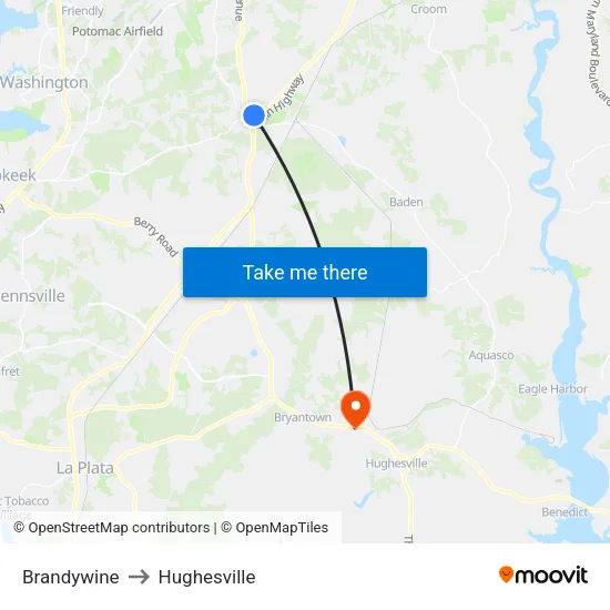 Brandywine to Hughesville map