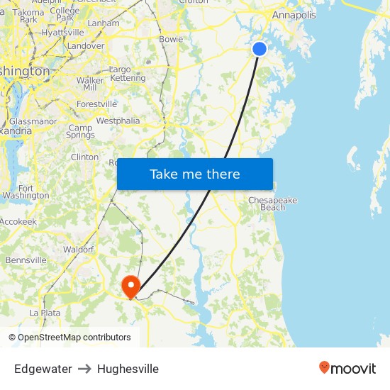 Edgewater to Hughesville map