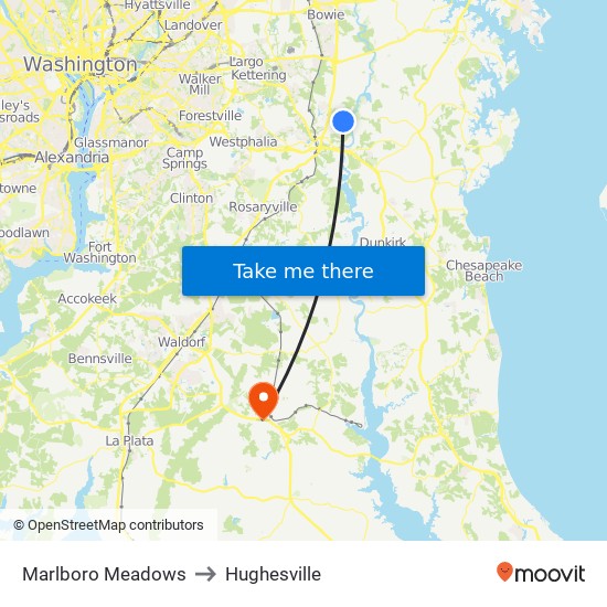 Marlboro Meadows to Hughesville map