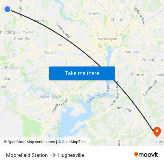 Moorefield Station to Hughesville map