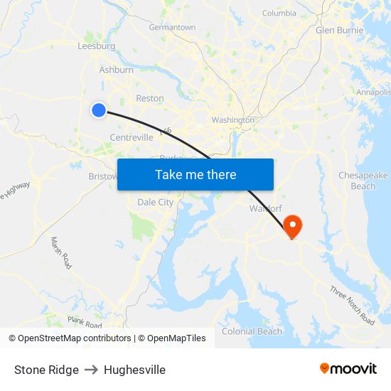 Stone Ridge to Hughesville map