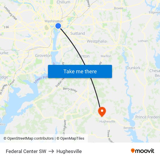 Federal Center SW to Hughesville map