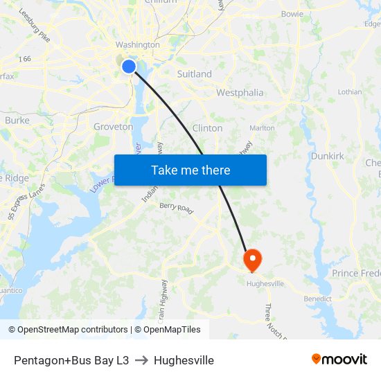 Pentagon+Bay L3 to Hughesville map