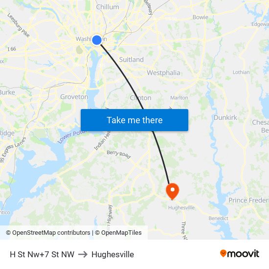 H St Nw+7 St NW to Hughesville map